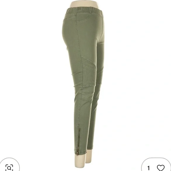 2 Pairs! Beulah Olive Green + Burgundy Moto Leggings Jeggings Size Small bundle - Picture 7 of 8